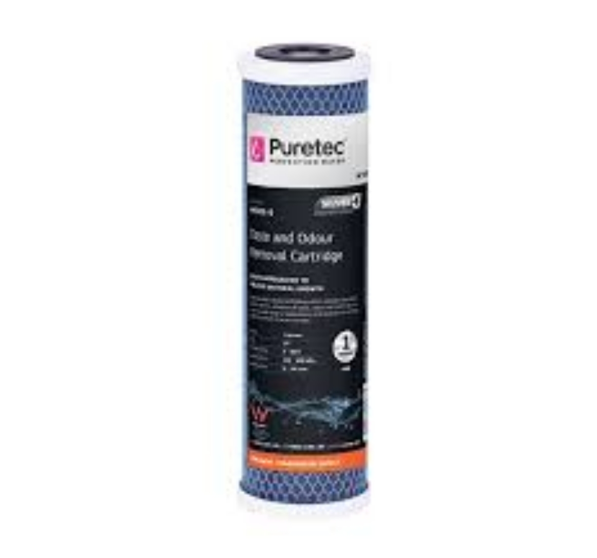 Picture of Puretec 1 Micron Moulded Carbon, Sediment & Chlorine, Silver Impregnated Filter 10" x2.5"  Standard Cartridge 
For Caravan/RV CR45