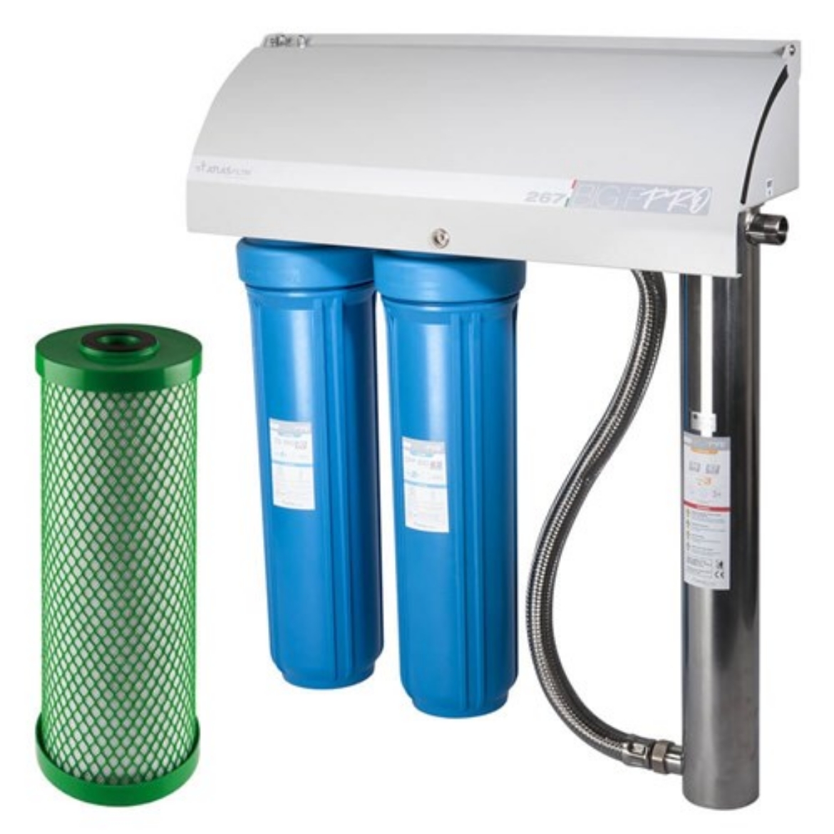 Picture of Atlas Filtri Big F Pro 267 with 20 Micron Pleated & 5 Micron Carbon 20" x 4.5"  BIG - UV Filtration System 95 LPM 811216